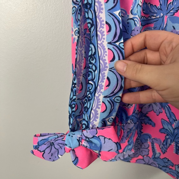 LILLY PULITZER Pamala 3/4 Sleeve Top Blouse Soleil Pink Palm Paradise - large - Picture 4 of 6
